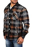 Carisma Herren gefütterte Holzfäller Karo Hemd Jacke Dicke weiche Qualität Regular fit kariert 8524, Grösse:L, Farbe:Camel