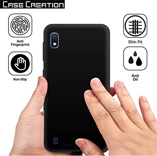 Image of Case Creation for Samsung Galaxy A10 2019 Back case, Samsung Galaxy A10 Slim Flexible Smart Look case with 360 Camera All Angle Protection (Pure Black)
