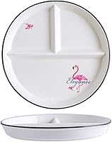 Vista 12 de 1 plato de cerámica para control de porciones de dinosaurio, plato dividido para comer racional, plato de postre dividido, plato de ensalada, plato