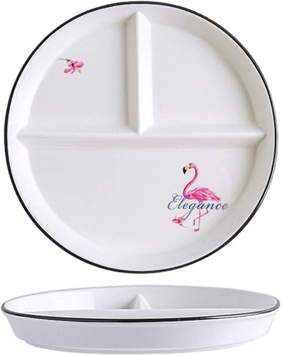 1 plato de cerámica para control de porciones de dinosaurio, plato dividido para comer racional, plato de postre dividido, plato de ensalada, plato