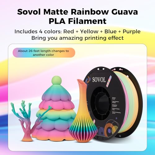Image of Sovol 3D Printer Matte Multicolored Fast Change Gradient Rainbow PLA 1kg (2.2 lbs) Spool 3D Printing Materials, Dimensional Accuracy + /- 0.03 mm, 1.75 mm, Matte Guava