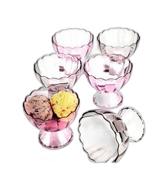 Image of Unbreakable Plastic Ice Cream Cup /Ice Cream Bowl /Desert Bowl /Brownie Bowls /Pudding Cup Bowls (Colour May Vary, Set of 6)|Design - for Home and Kitchen