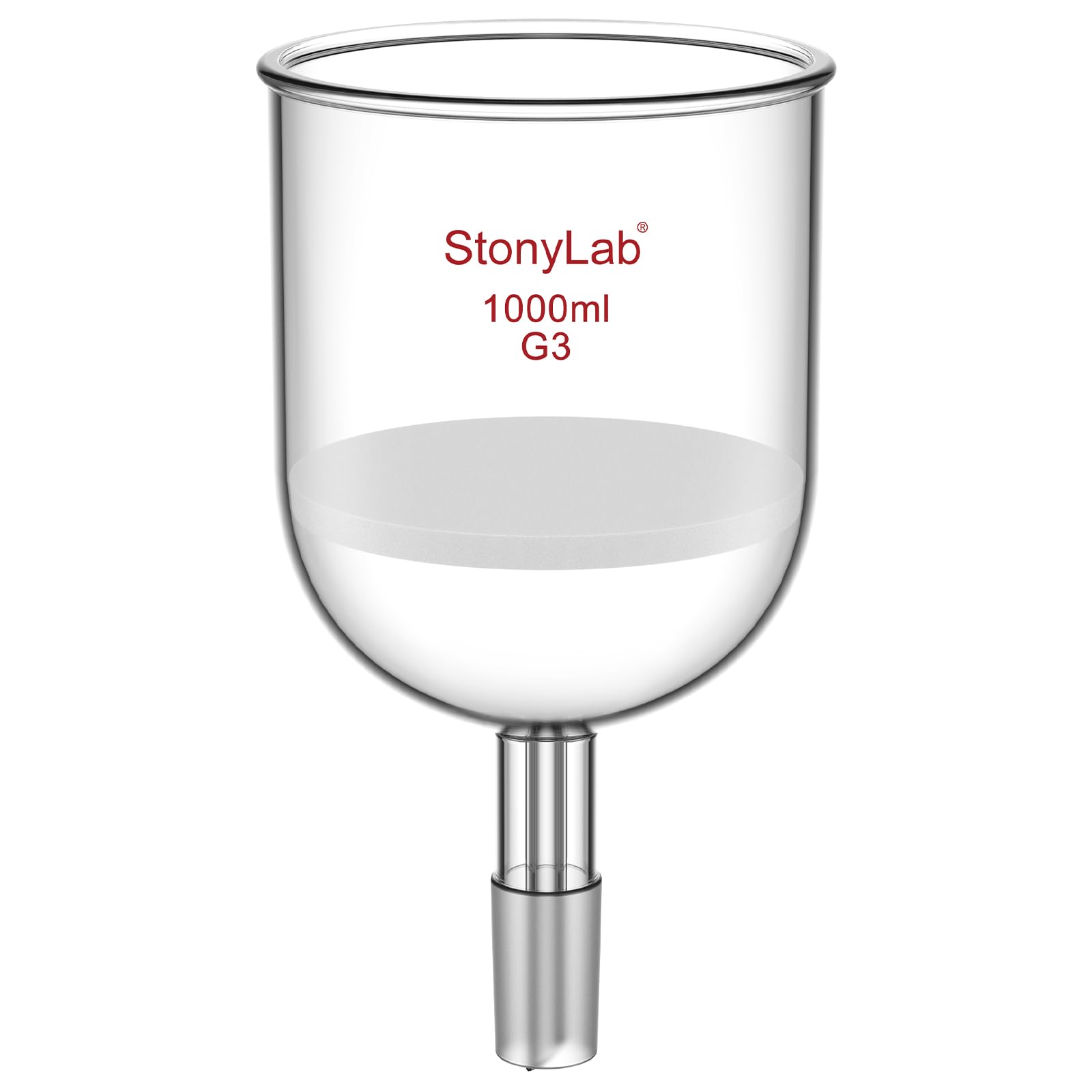 stonyLab Imbuto di Filtrazione Buchner in Vetro Borosilicato con Disco di Filtro Fine (G3) e Giunto Standard Inferiore 24/40, 1000 ml