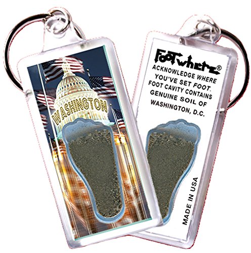 Footwhere Washington Dc Keychains. 6 Piece Set. Authentic Destination Souvenir Acknowledging Where You've Set Foot. Genuine Soil Of Featured Location Encased Inside Foot Cavity. #TOP1