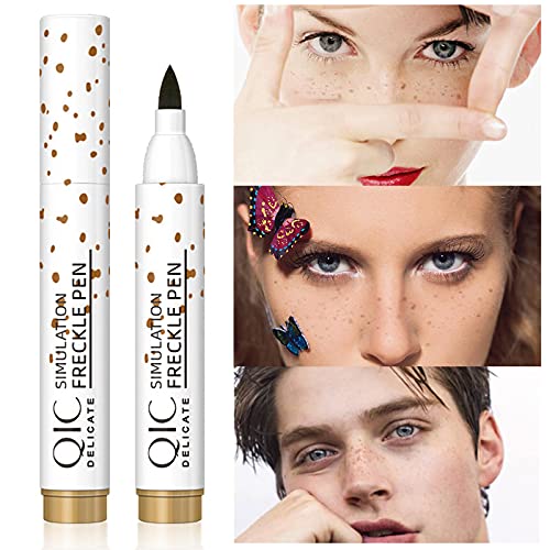 WUMONI2 Pack Freckle Pen Natural Lifelike Waterproof Freckle Makeup Pen Quick Dry Small Spot Face Freckle Light Brown Natural Effortless Sunkissed Makeup