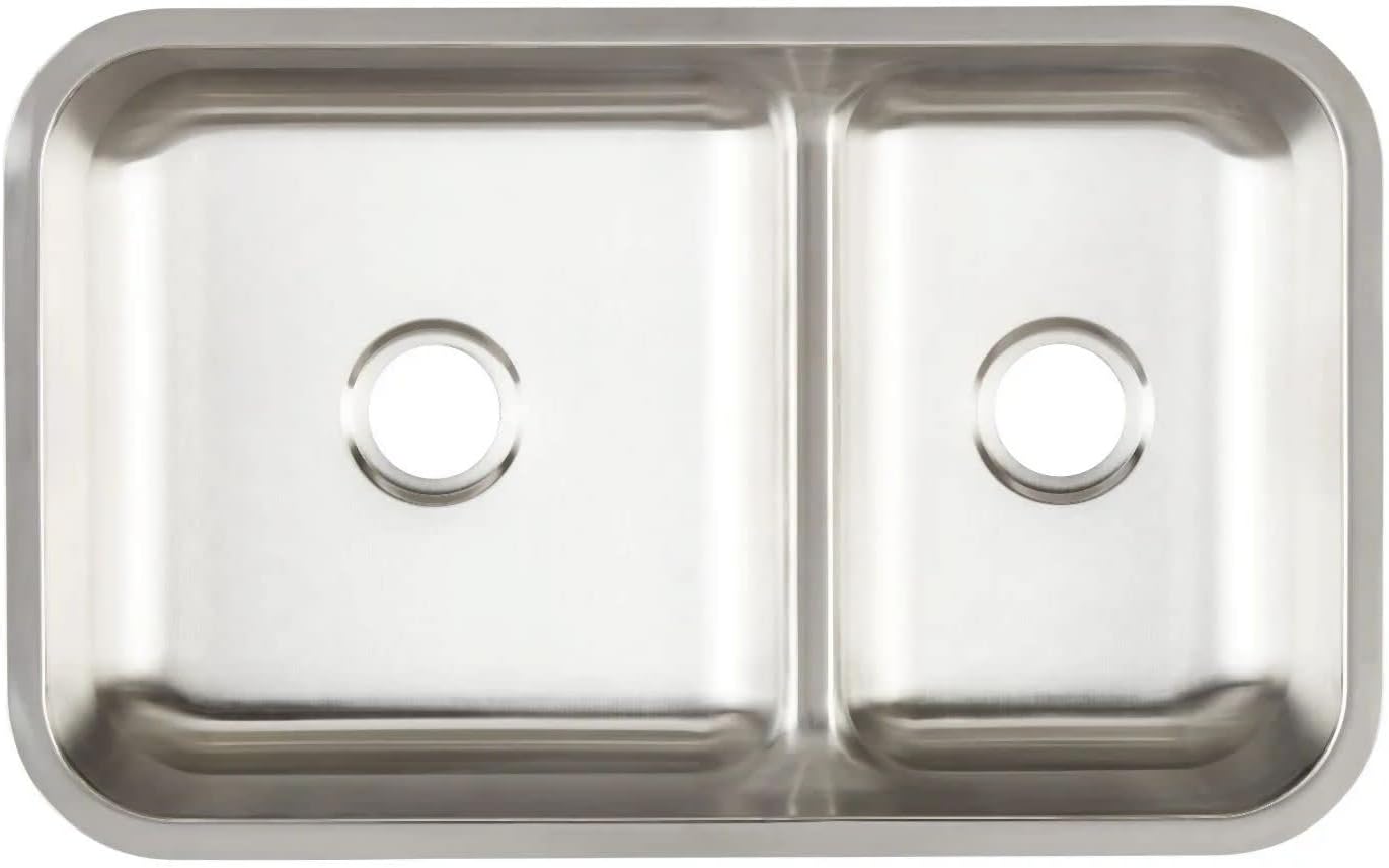 Signature Hardware 447794 Cypress 34" Undermount 60/40 Double Basin Stainless Steel Kitchen Sink