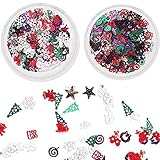 Sethexy 3D Christmas Nail Art Accessories Colorful Metal Studs DIY Sequins Glitter Alloy for Art Nai