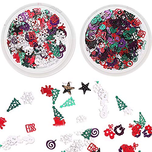 Sethexy 3D Christmas Nail Art Accessories Colorful Metal Studs Diy Sequins Glitter Alloy For Art Nails Design(2 Boxes) #TOP5