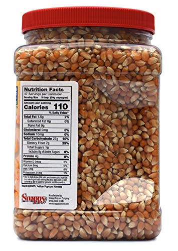 Snappy Yellow Popcorn Kernels for Popping with Popcorn Machine, Air Popper or Stove Top, 4 lb Resealable Jar