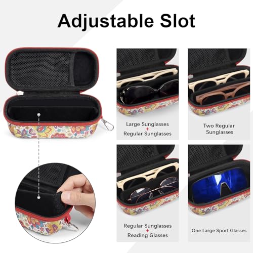 Image of Bukere Double Eyeglasses Case with Adjustable Slots, EVA Hard-shell Travel Dual Glasses Sunglasses Organizer for Men Women