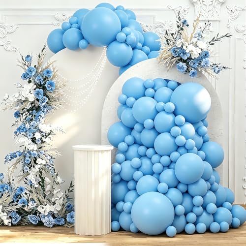 Image of 108Pcs Double Stuffed Blue Balloon Garland Arch Kit