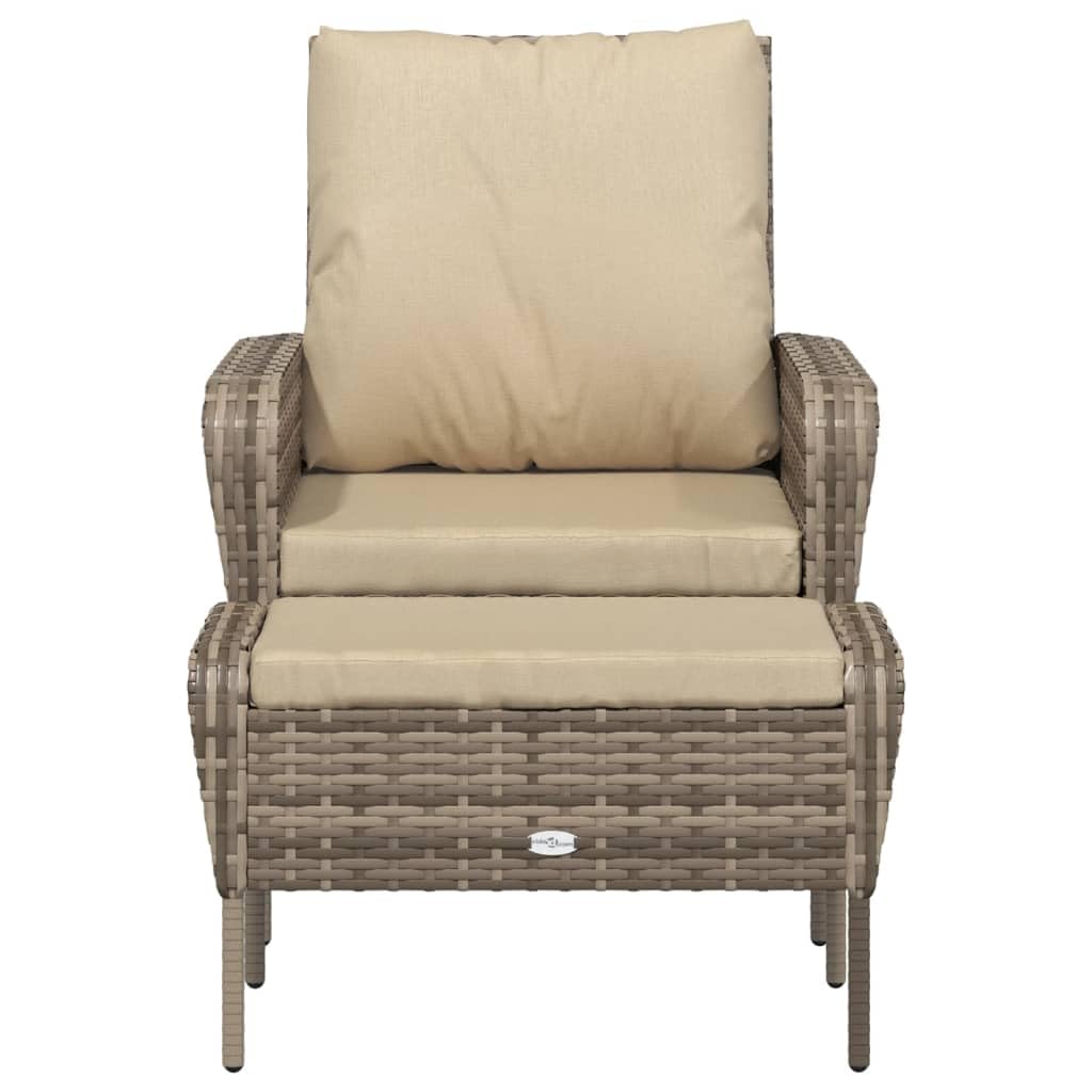 vidaXL Poltrona da Giardino con Poggiapiedi Polyrattan Marrone Chiaro