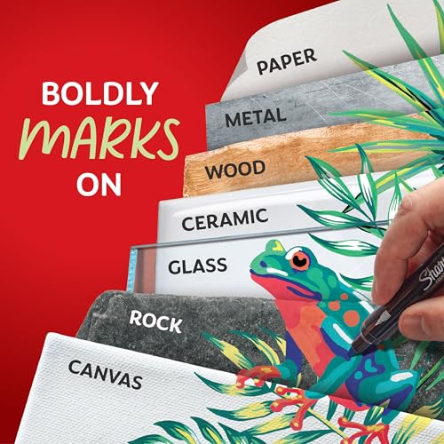 Image of Sharpie Creative Marker Acrylic Paint Pens | Water-Based Paint Markers | No-Bleed Ink Writes on Most Surfaces | Bullet Tip | Crafting & Art Supplies | Warm Tones | 5 Count