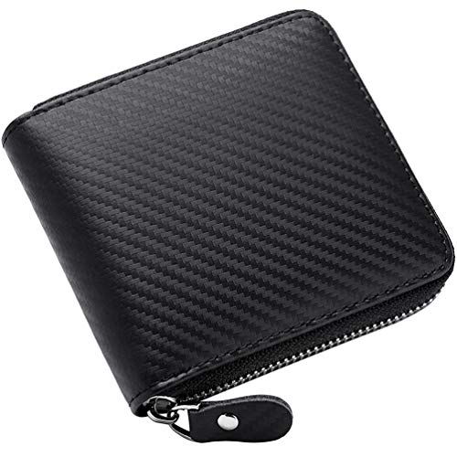 Men's Leather Zipper Wallet RFID Blocking Zip Around Wallet Bifold Multi Card Holder Purse