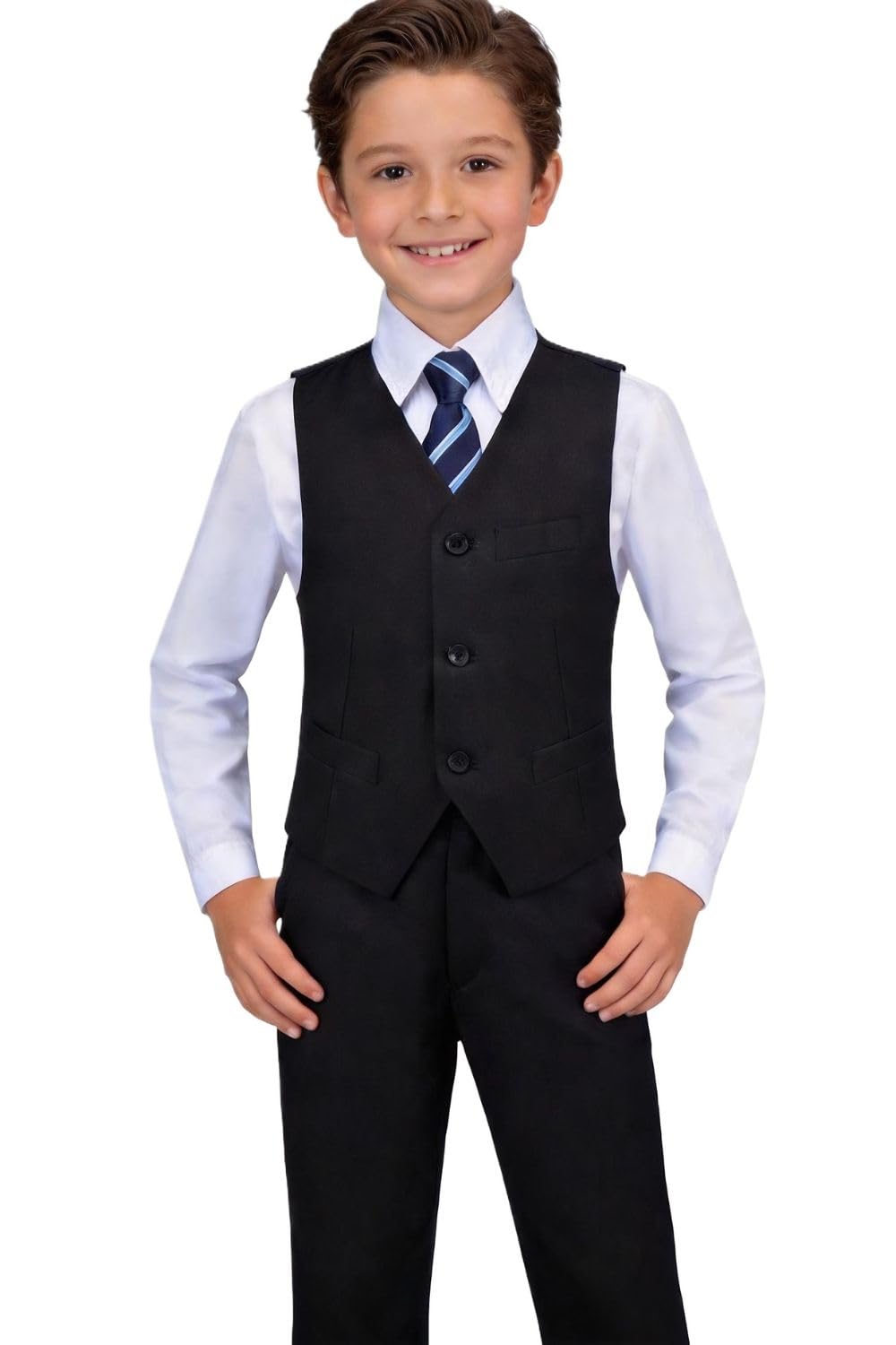 Visaccy Boys Formal Suit Slim Fit Dress Clothes Ring Bearer Outfit Tuxedo Suits,Adjustable Waist