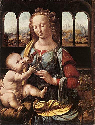 Peinture La Madone à l'œillet de Léonard de Vinci faite main sur toile