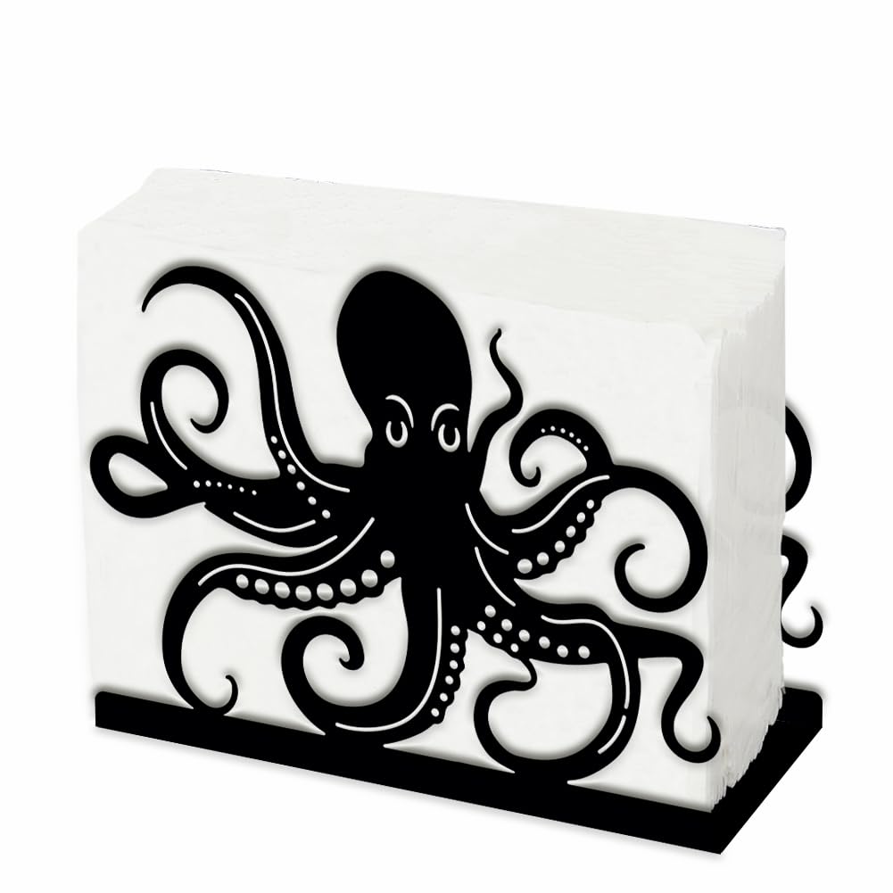 SUPERDANT Serviettenhalter Oktopus – Eisen, Durchbrochenes Design, 10,1x13,5 Cm, Tischdekoration