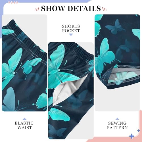 Butterfly Long Pajama Pants Elastic Waist PJ Bottoms with Pockets S A110918 5