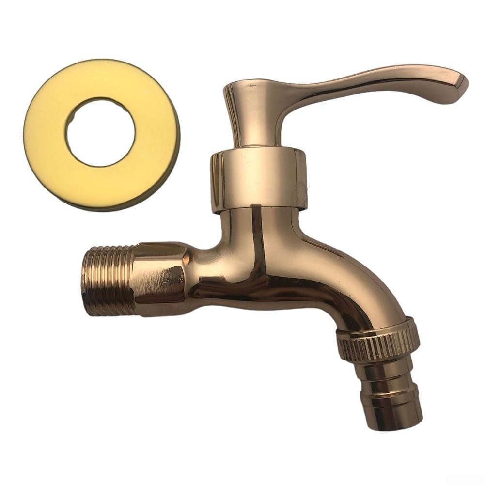 Vintage Garden Faucet Decorative Antique Brass Outdoor Faucet Zinc Alloy Washing Water Tap Single Level Wall Mounted Faucets for Garden Kitchen(Gold)