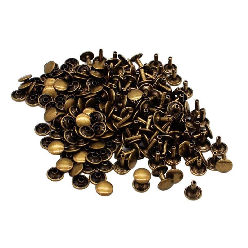 Nimida™ Double Cap Rivets | Bronze Colour |Metal | Large Size-9 mm | for DIY Leather Craft | Pack of 100 Pairs-picture-14