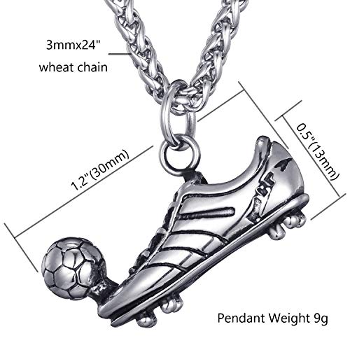 Moo&Lee Men's Stainless Steel Soccer Pendant Necklace With 24 Inches Link Chain #TOP1