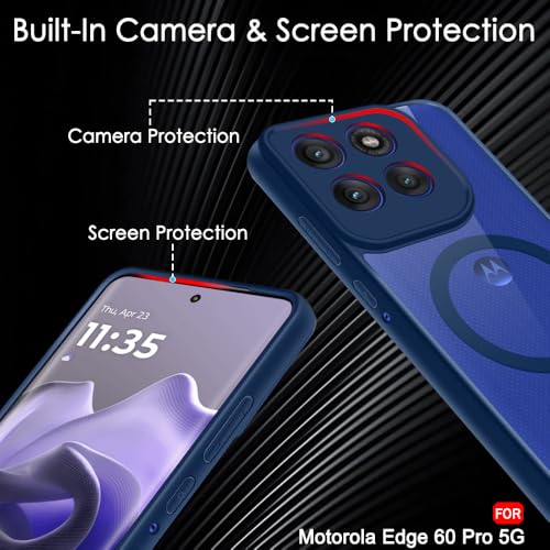 Image of TheGiftKart Hybrid Shockproof Back Cover Case for Motorola Moto Edge 60 Pro 5G | Hard Back Cover Case for Motorola Edge 60 Pro 5G (PC & TPU, MagSafe Compatible, Transparent Clear Back, Blue Sides)