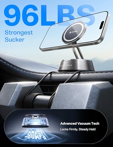 Image of andobil 2026 Upgrade for Magsafe Car Mount [Strongest Suction & Magnet] Vacuum Magnetic Phone Holder for Car 360 Adjustable Car Cell Phone Holder Mount for iPhone 17 Pro Max 16 /15 /14 /13 /12