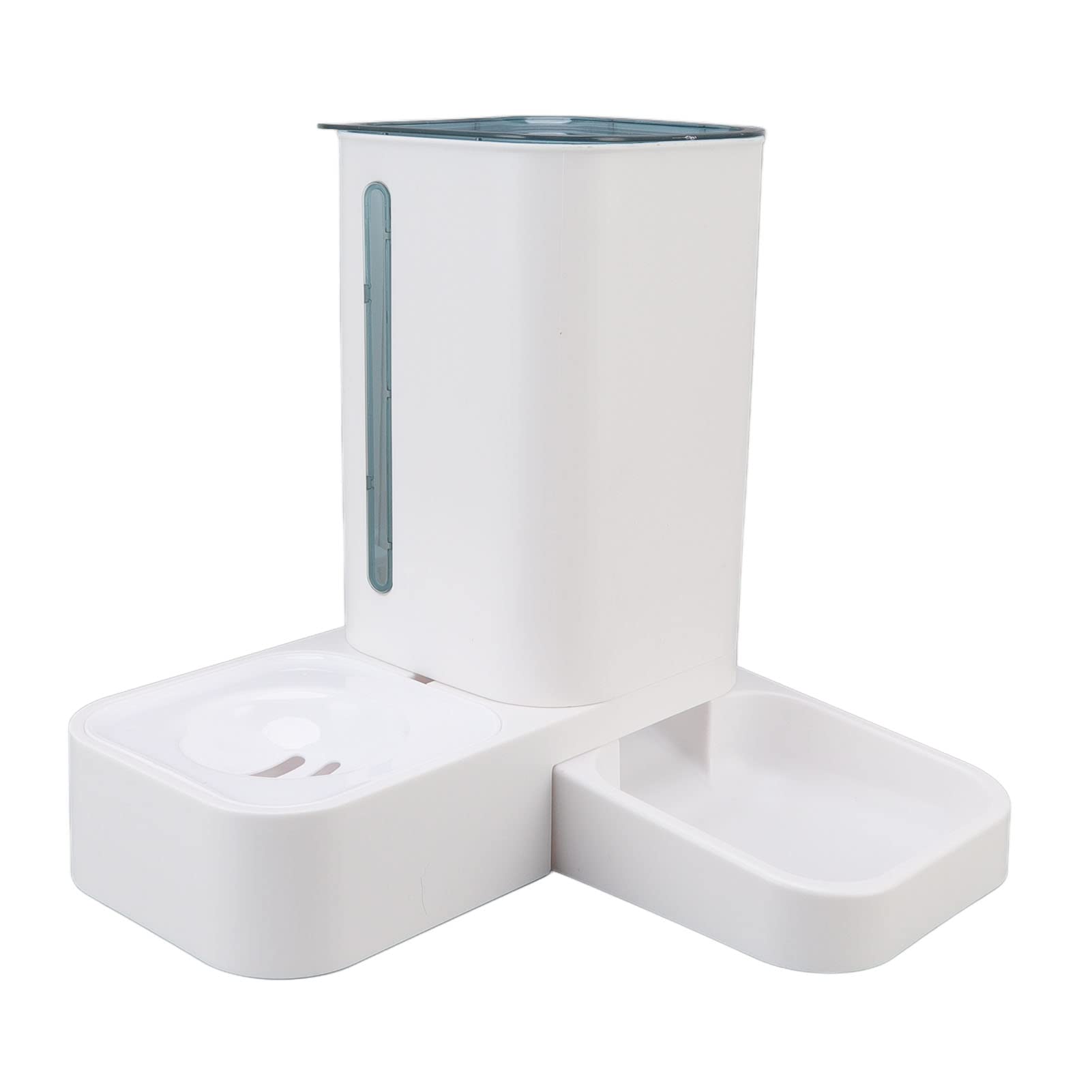 2 en 1 Dispensador Automático para Mascotas, Comedero y Bebedero por Gravedad, Capacidad Grande (1,5 L Agua + 1 kg Comida), Ventana Visual de Residuos, para Gatos y Perros Medianos