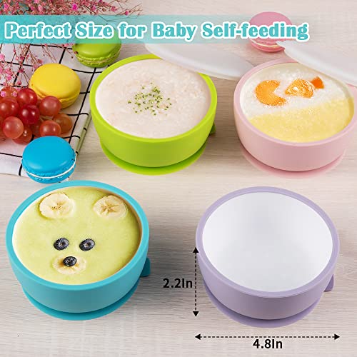 Hepotk Silicone Suction Baby Bowls - Leakproof Silicone Lids - 100% Food Grade Silicone Toddler Bowls - Dishwasher Safe Self-Feeding Set (Blue & Green) #TOP2