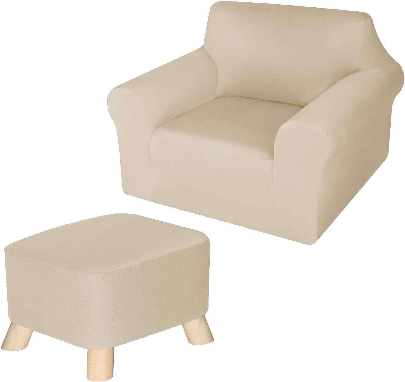 Spandex Super Strech Sofa Slipcovers Non Slip Soft Sturdy Washable Armchair Sofa Covers Furnitute Protector Armchair Bundle Chair Couch Covers for Kids Pets (Solid Beige)