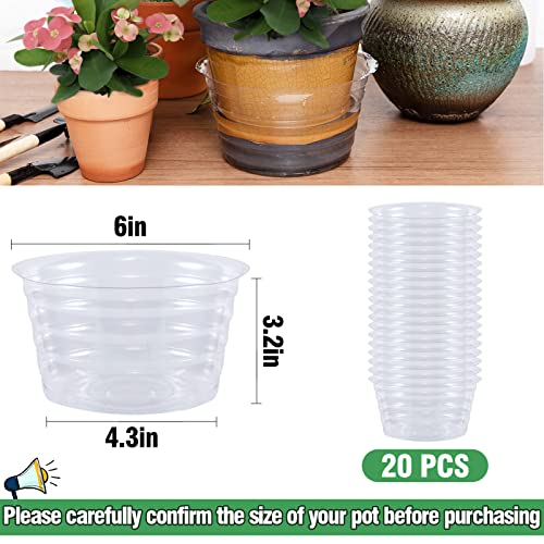 20 Pcs 6" Plastic Plant Saucer - Clear Deep Drip Trays, Thickened Durable Pet Flower Pot Saucer Plant Dish For Home Garden Indoor And Outdoor Potted Plants #TOP5