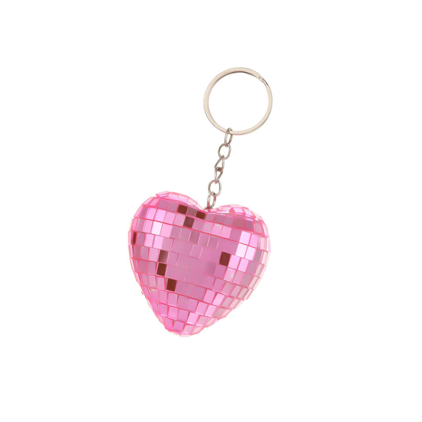 Kalttoy Pk Reflective Sphere Keychain Heart Shaped Glass Pendant Keyring Ornament Stylish Everyday Carry Accessory Heart Shaped Mirrored Keychain