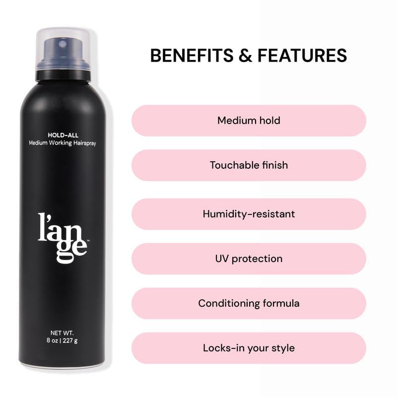 L'ANGE HAIR Hold-All Medium Working Hairspray | Brushable Hairspray | Touchable Finish & Flexible Hold | Hair Sprays For Women | Humidity Resistance & UV Protection | 8 oz - Image 2