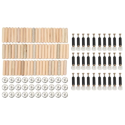 Cam Fittings with Dowel Pre Inserted Nut Connectors for Cabinet Furniture 3 in 1 Connecting Rod, Black