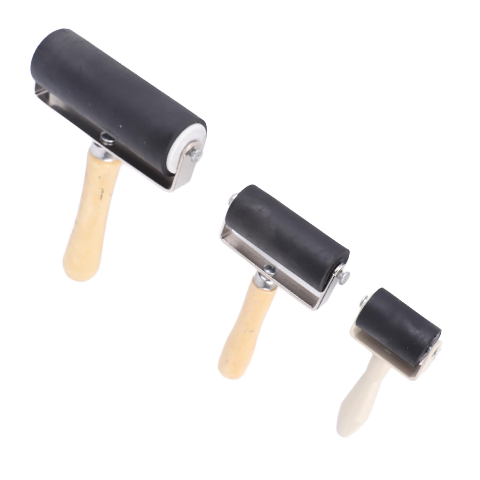 Respicefinem 3Pcs Rubber Roller Art Craft Brayer Ideal for Printmaking Print Ink Stamping Tools Supplies with Non Slip Handles Different Sizes Lightweight Portable and Easy to