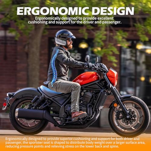 DREAMIZER Motorcycle Rider Solo Seat Compatible with Honda Rebel CMX300 CMX500 CMX 500 300 2017 2018 2019 2020 2021 2022 2023 2024 2025 Motorcycle Front Driver Seat Rider Saddle Cushion, Black by DREAMIZER - Used condition - Image 5
