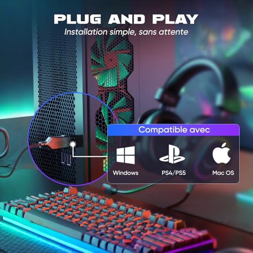 Casque gaming avec micro reduction de bruit et modes EQ audio - 6