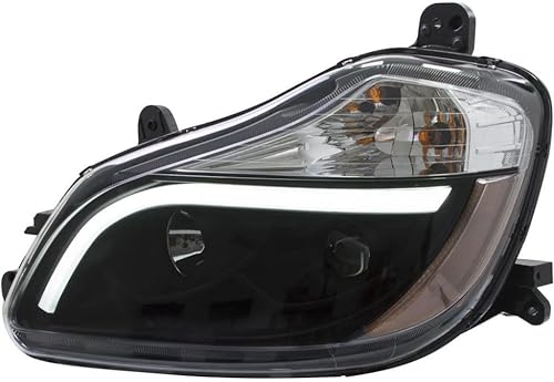 Miniatura 8 de Kenworth T680 2013-2021 - Faro delantero del pasajero carcasa negra barra de luz LED halógeno proyector altobajo