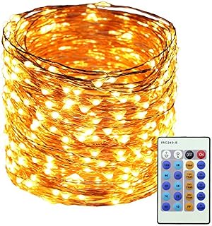 Erchen LED String Lights, 165 FT 50M 500 LED Plug in Dimmable Copper Wire Fairy Lights with 12V DC Power Adapter Remote Control for Wedding Christmas Party Bedroom (Warm White)