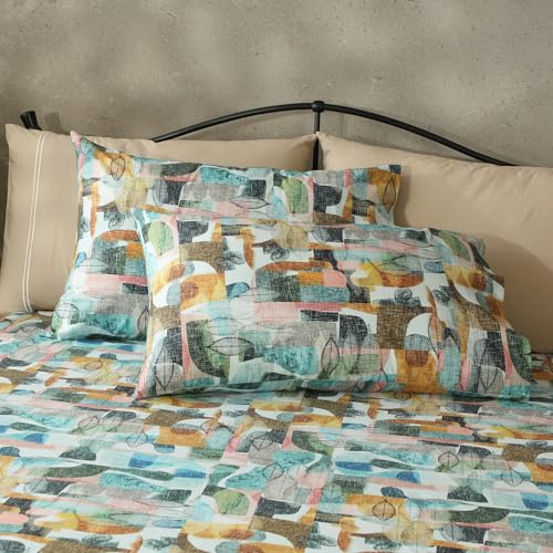 Image of Bedsheet Set | GOTS Certified 100% Organic Cotton Percale | 200 TC | Breathable & Skin-Friendly (King, Foliage)