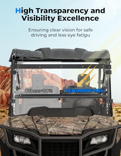 Image of KEMIMOTO 3-in-1 Flip Up Windshield Compatible with Pioneer 700 /700-4, Heavy