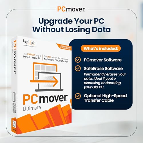 Image of Laplink PCmover Ultimate 11 - Migration of your Applications, Files and Settings from an Old PC to a New PC - Data Transfer Software - With Optional High Speed Ethernet Cable - 2 Licenses
