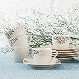 Karaca Nazende Kaffeeservice Fur 6 Personen, 6x Espressotasse und 6x Untertasse, Robuste Mokkatasse, Dicker Trinkrand, Espressotassen, Porzellan