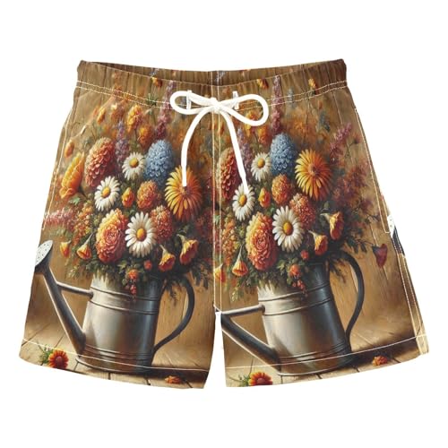 Flowers Can Water Boys Swim Trunks Quick Dry Toddler Swimsuit Boy Bathing Suits Board Shorts Swimwear L