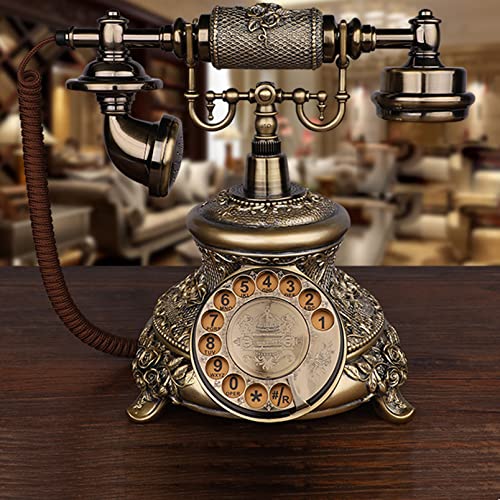 Telpal Bronze Retro Vintage Antique Style Rotary Dial Button Desk Telephone Phone Home Office Telephone Set #TOP4