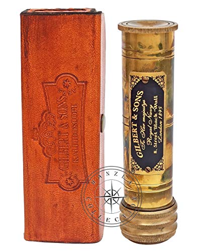 Engraved Brass Kaleidoscope with Leather Case
