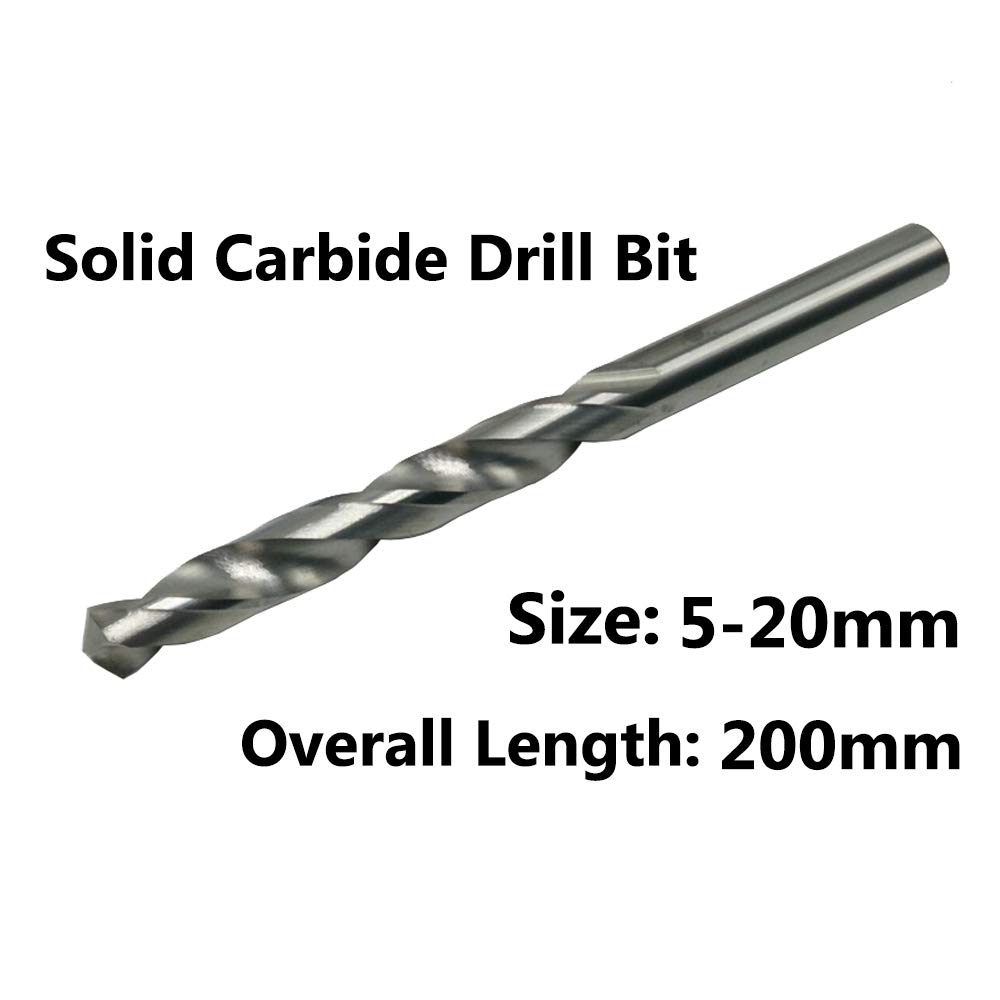 Set punte per trapani 1PC 5mm-20mmx200mm OAL Punte in metallo duro integrale Set di punte per trapano a spirale con gambo a spirale con gambo rotondo luminoso per metallo-6.5mm