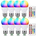 ILC RGB LED Light Bulb, Color Changing Light Bulb, 40W Equivalent, 450LM, 2700K Warm White 5W E26 Screw Base RGBW, 12 Color Choices - Timing Infrared Remote Control (8 Pack)