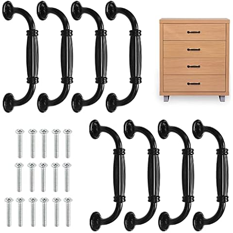Lucywey Lucy WEI Hole Spacing 96 mm Black Cupboard Handles 8 Pcs Drawer Handles Black Handles Bow Pull Handle for Cupboard Drawer Wardrobe of Kitchen Furniture Cover