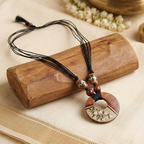 Image of AAKRITI ART CREATIONS Boho & Tribal Handcrafted Necklace Collection | Jute, Wooden & Brass Pendant Designs | Ethnic Collar, Loop & Statement Jewelry for Women | Artisan Festival & Everyday Wear
